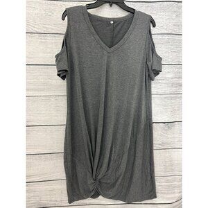 Gray Cold Shoulder Dress With Knot Front Detail Size L